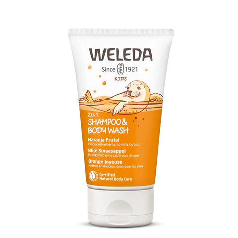 Shampoo y Gel de ducha para Niños Naranja frutal. Weleda