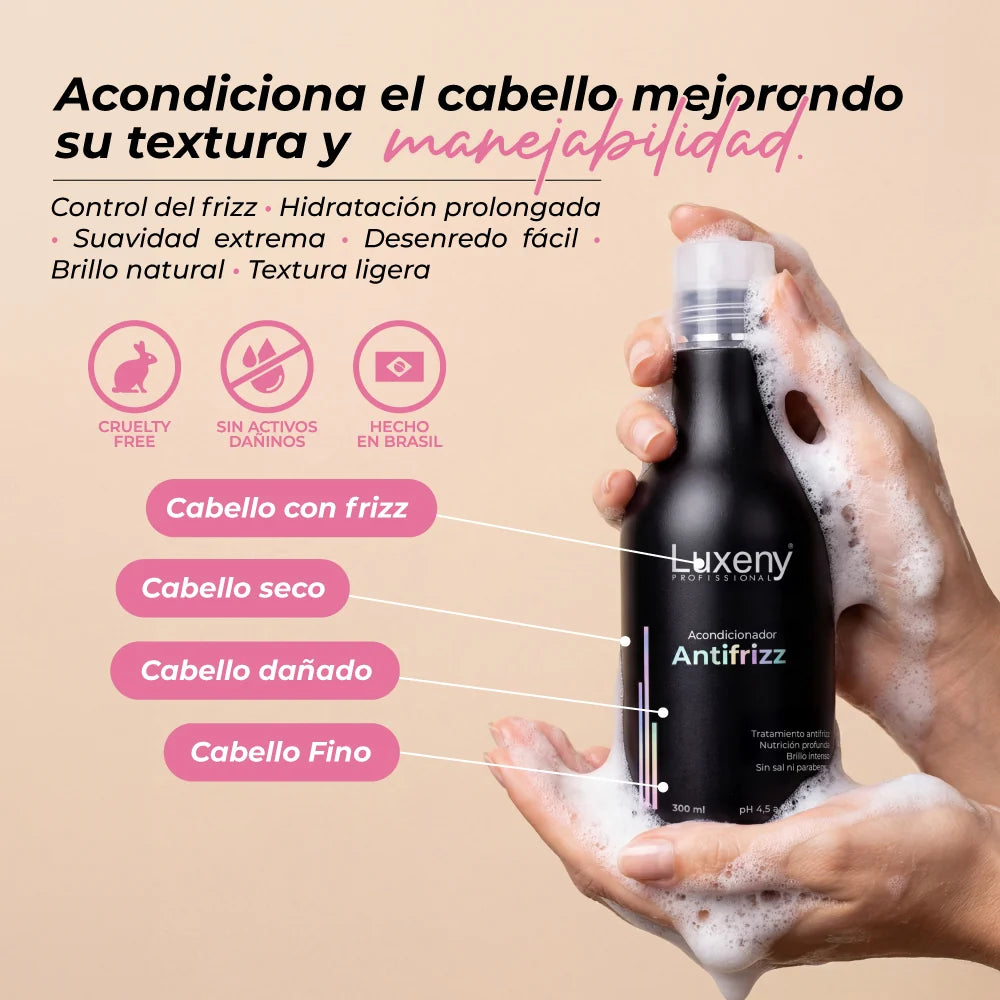 Acondicionador Antifrizz 300 ml. Luxeny